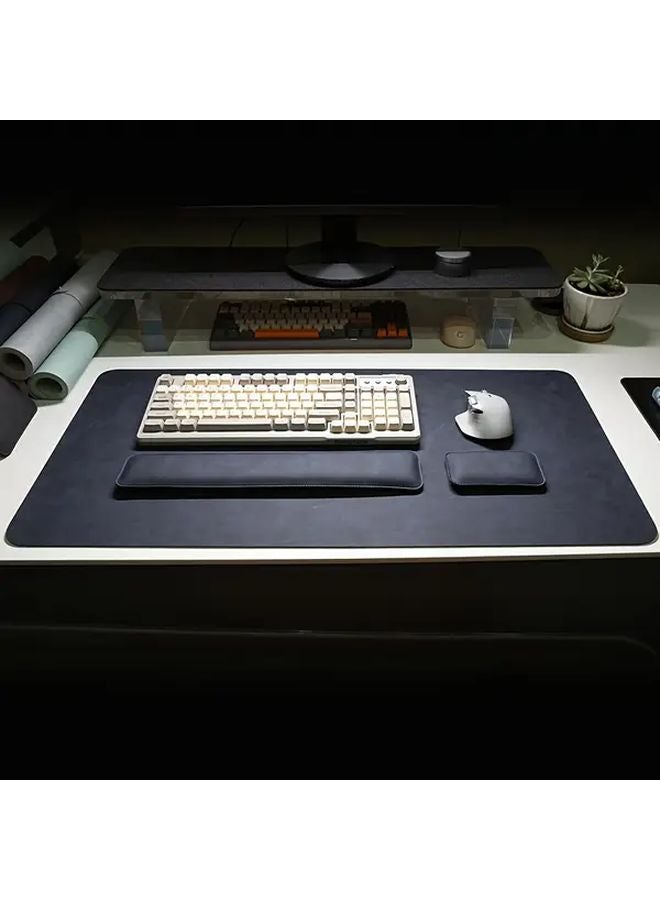 Black 3pcs Large Computer Desk Pad Set with Mouse Pad and Keyboard Wrist Rest - Image 5
